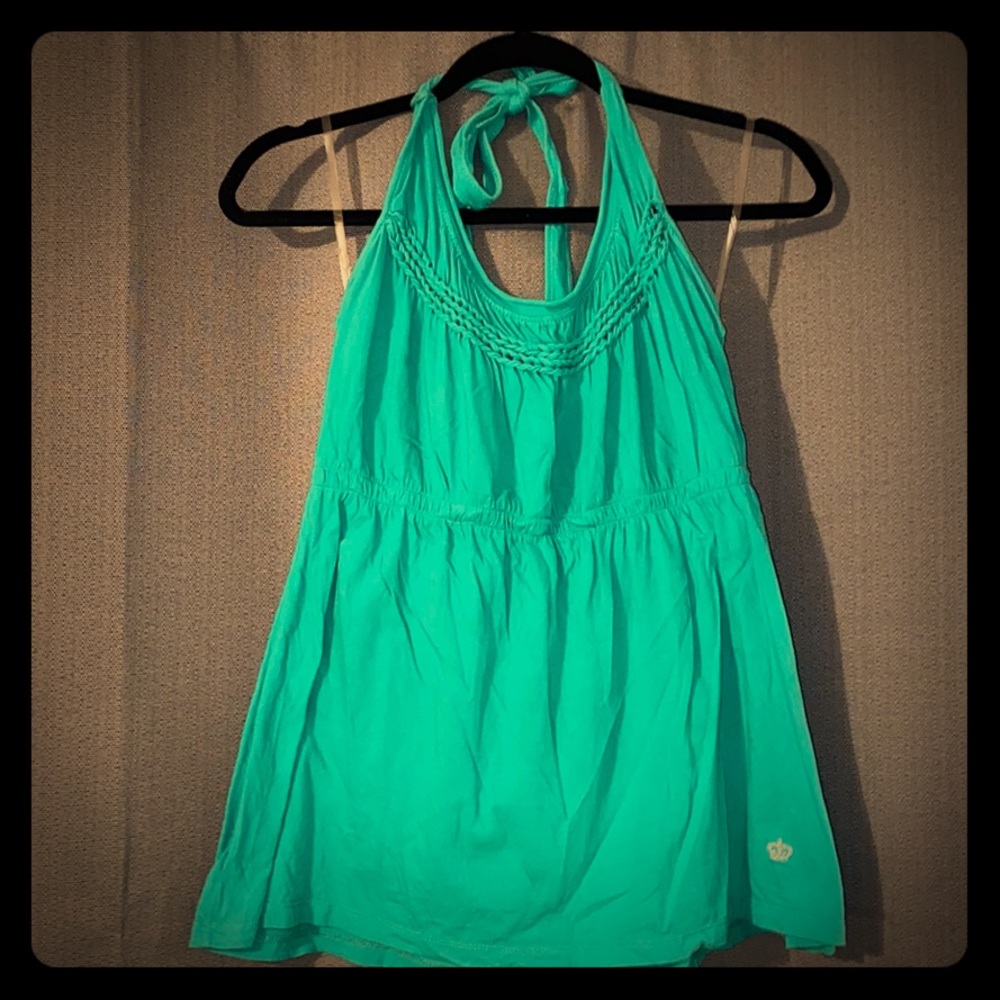 Greenish blue halter top